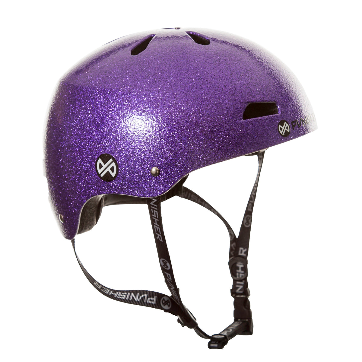 bike helmets glitter Punisher Skateboards Pro 13 Vent Bright Purple Flake Dual Safety Certified BMX and Skateboard Helmet roller derby helmet THE Certified Sweatsaver Helmet -