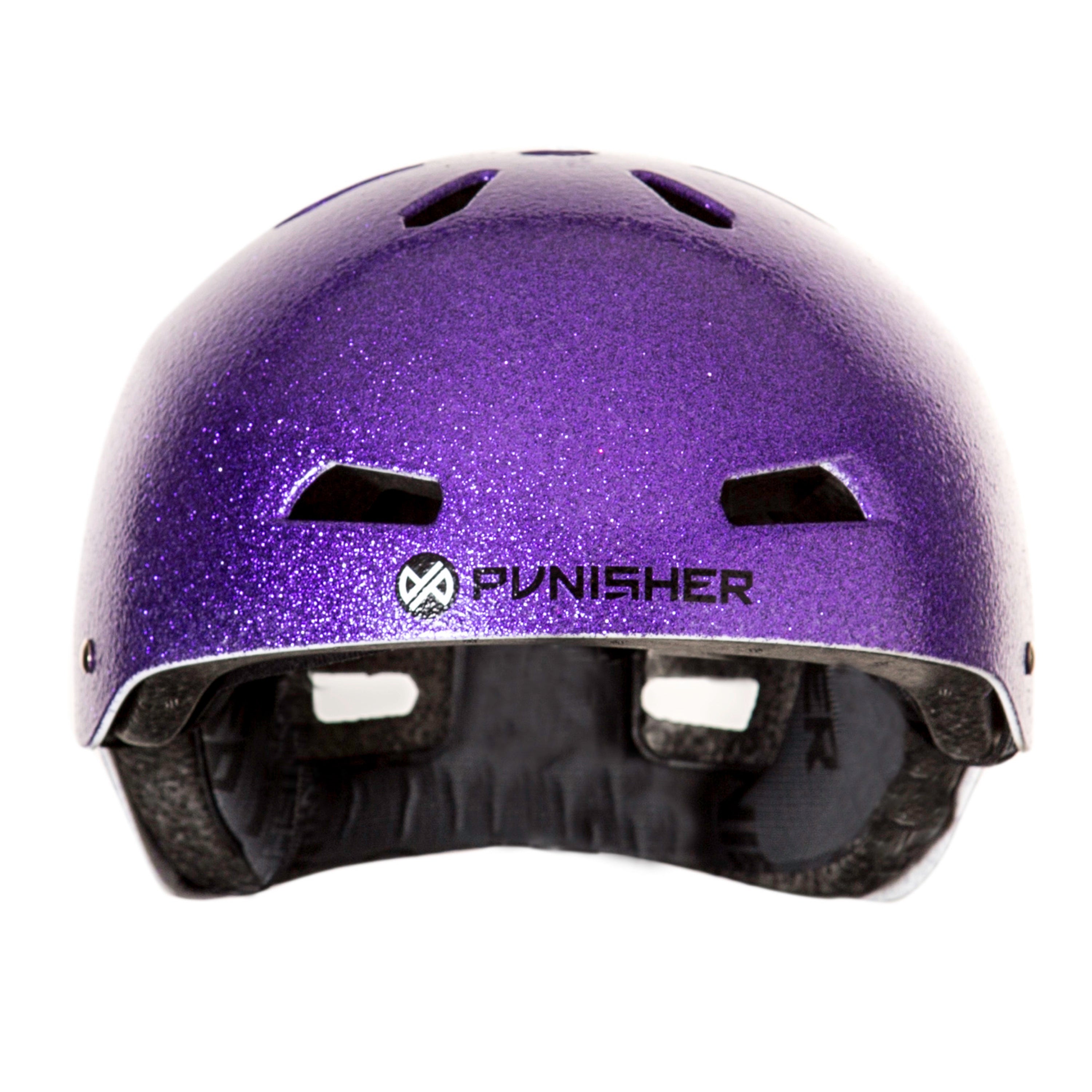 bike helmets glitter Punisher Skateboards Pro 13 Vent Bright Purple Flake Dual Safety Certified BMX Bike and Skateboard Helmet