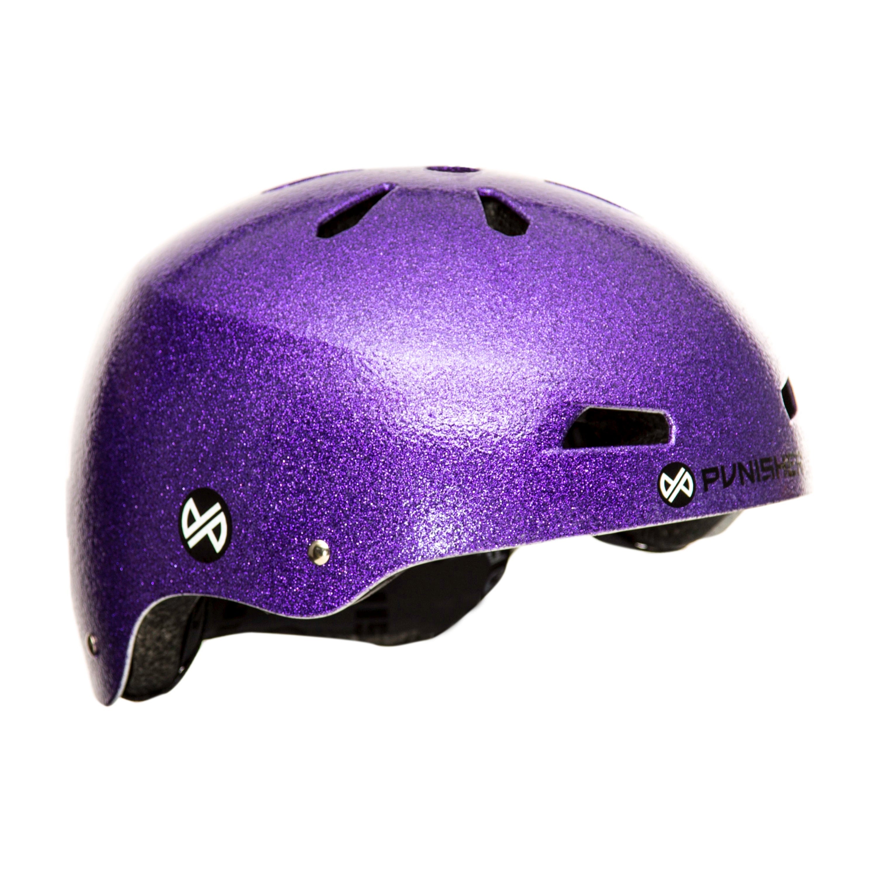 bike helmet purple Punisher Skateboards Pro 13 Vent Bright Purple Flake Dual Safety Certified BMX Bike and Skateboard Helmet